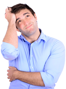 Confused man doesn't know anything about website development or internet marketing strategies